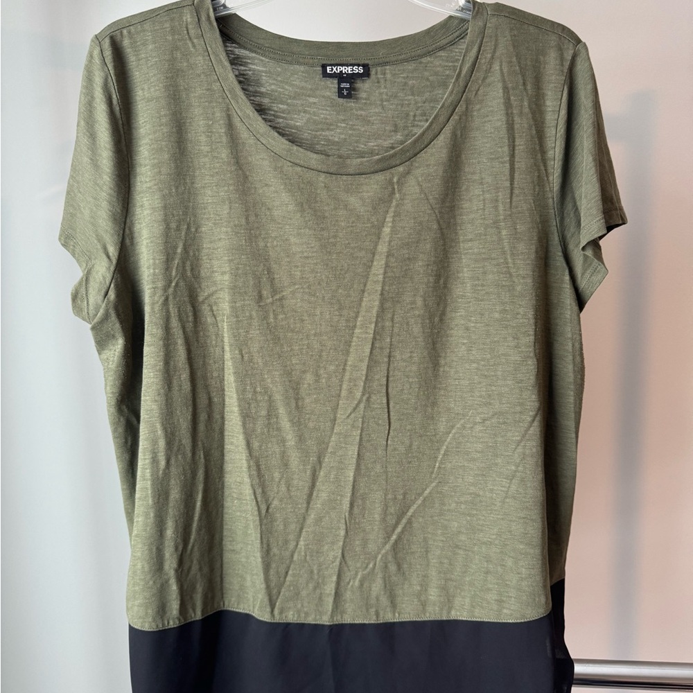 Express Two-Tone Olive and Black Tee